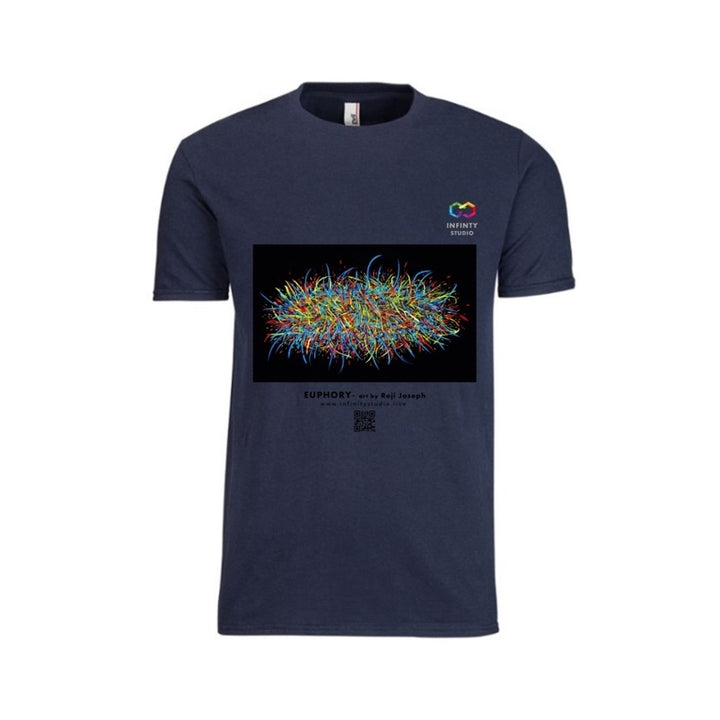 EUPHORY Art T Shirt Men Navy Blue