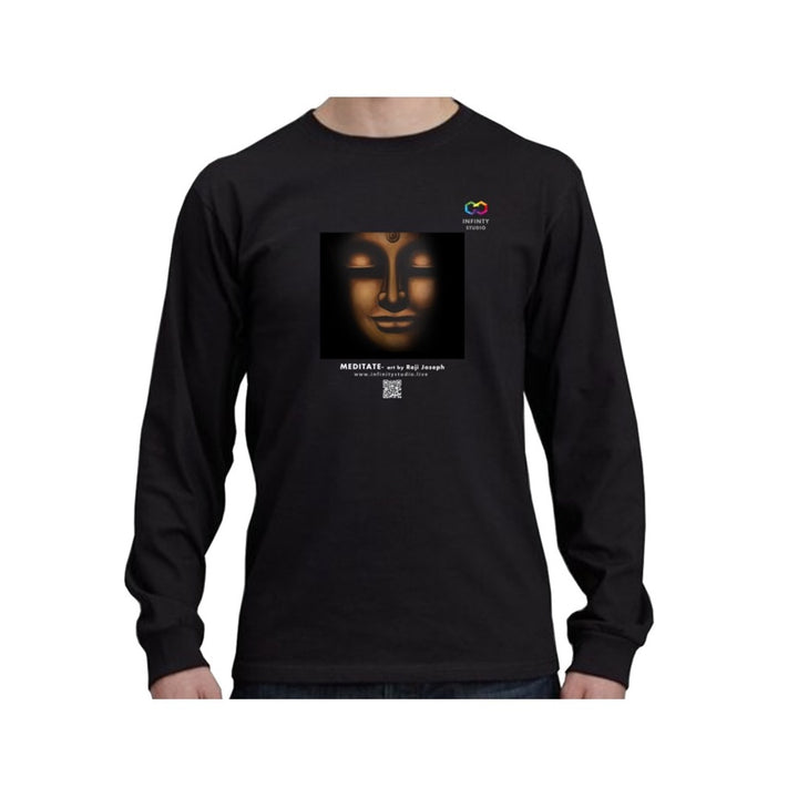 MEDITATE Art T Shirt Men Black Long