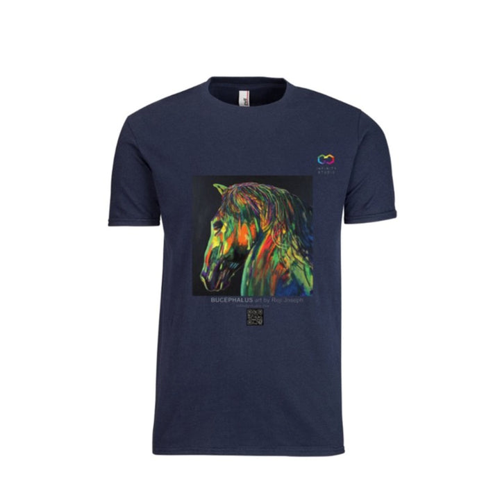 BUCEPHALUS Art T Shirt Men Navy Blue