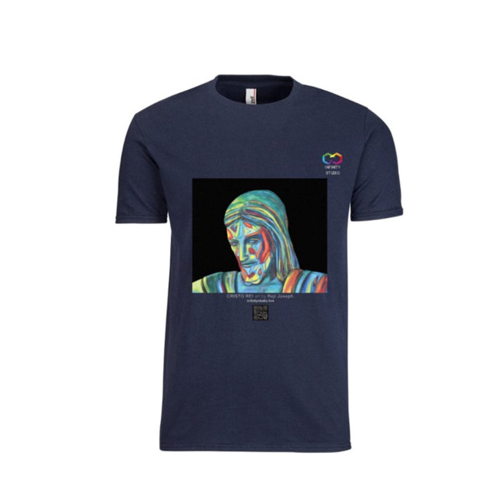 CRISTO REI Art T Shirt Men Navy Blue