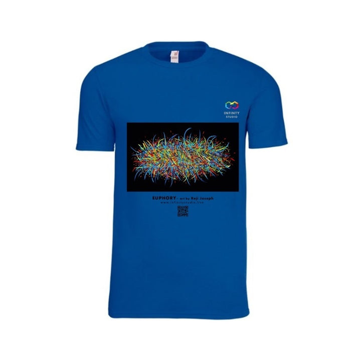 EUPHORY Art T Shirt Men Blue