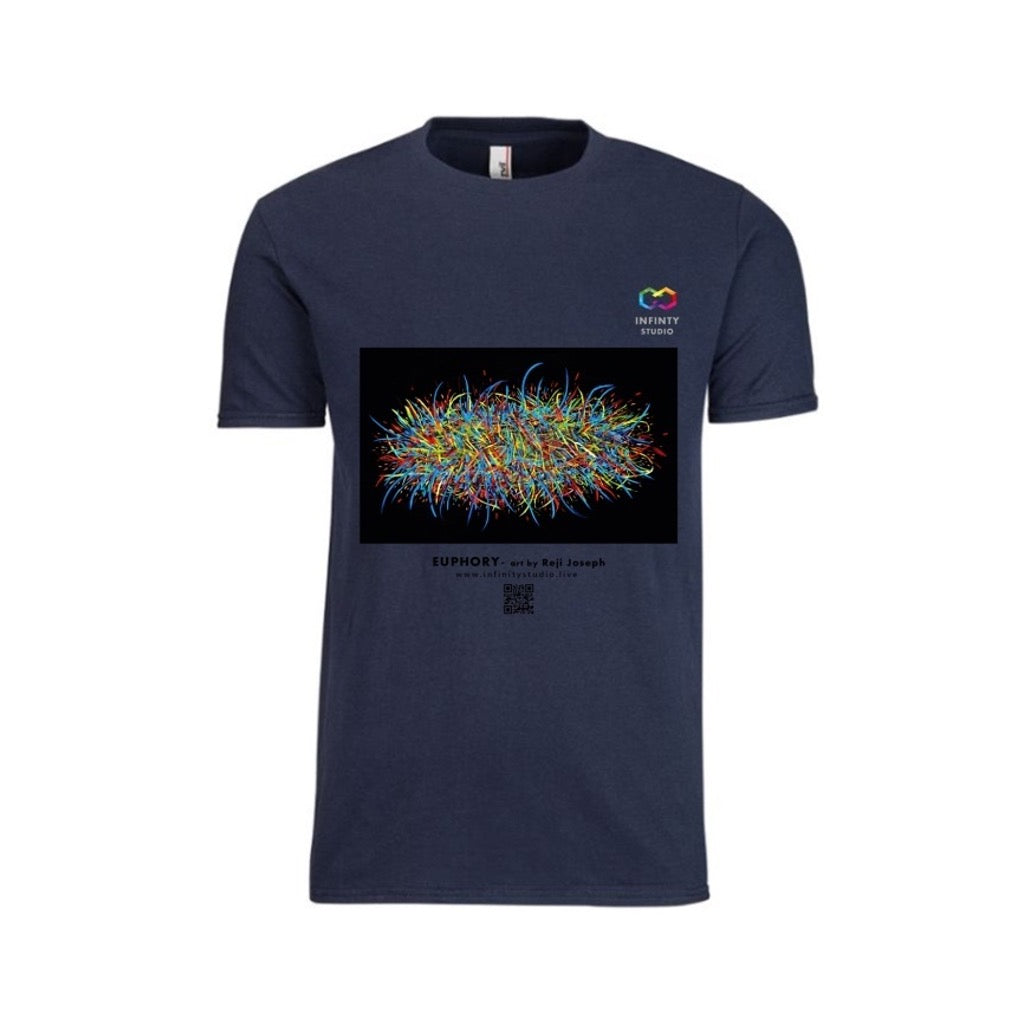 EUPHORY Art T Shirt Men Navy Blue