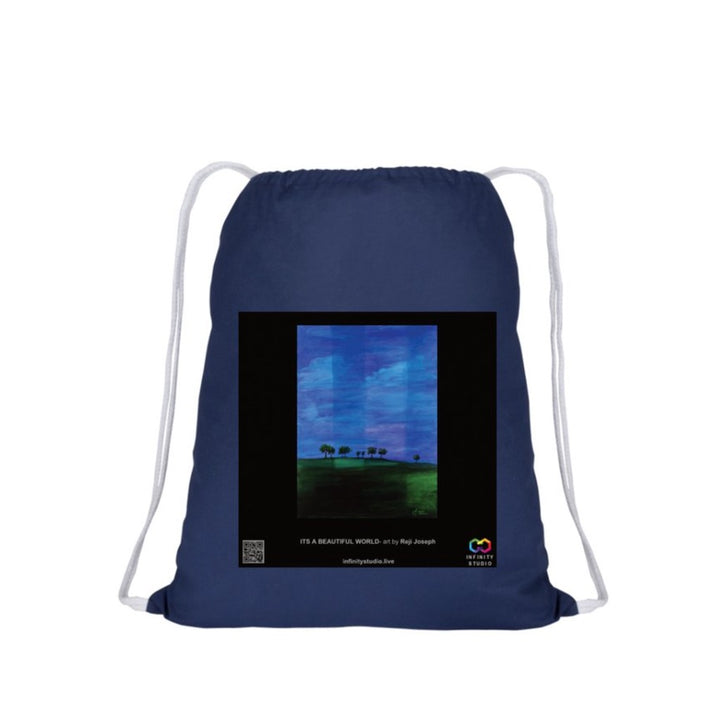 IT’S A BEAUTIFUL WORLD Art Drawstring Blue