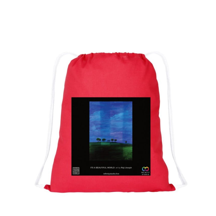 IT’S A BEAUTIFUL WORLD Art Drawstring Red