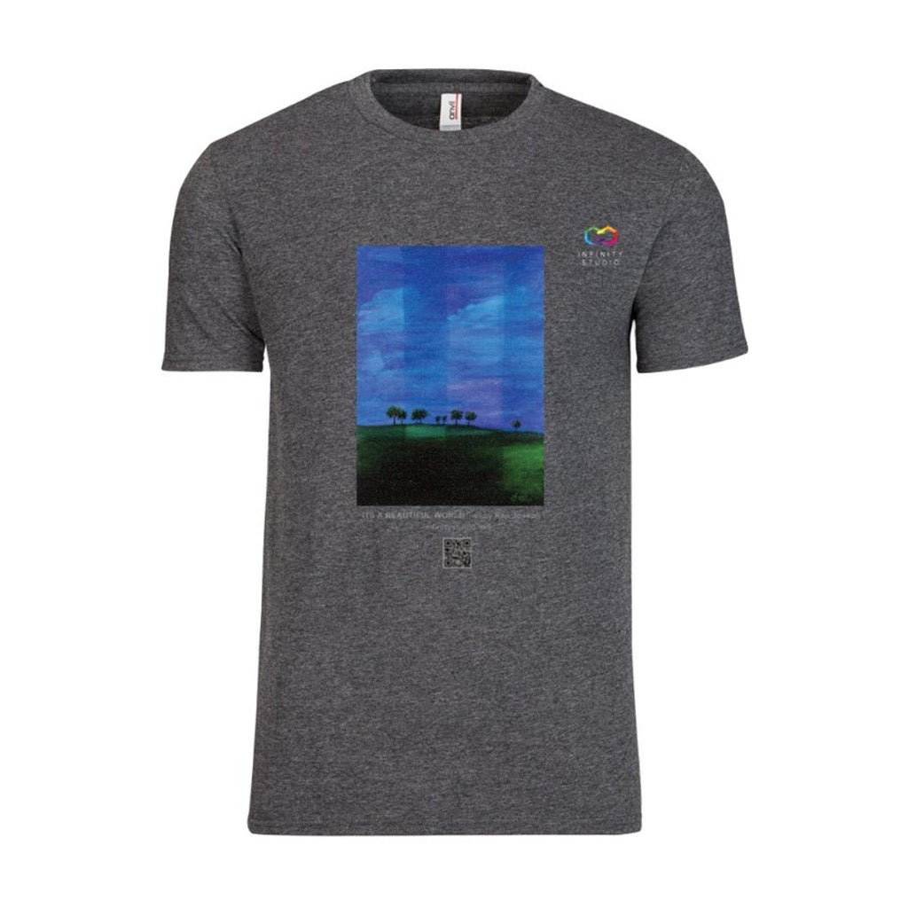 IT’S A BEAUTIFUL WORLD Art T Shirt Men Heather Grey