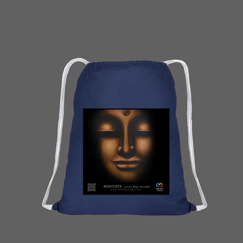 MEDITATE Art Drawstring Blue