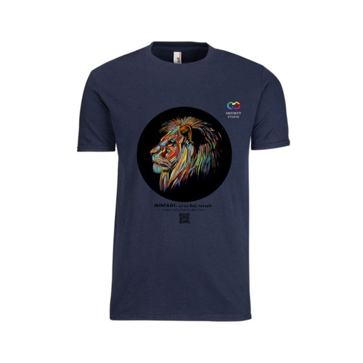 MINGATI Art T Shirt Men Navy Blue