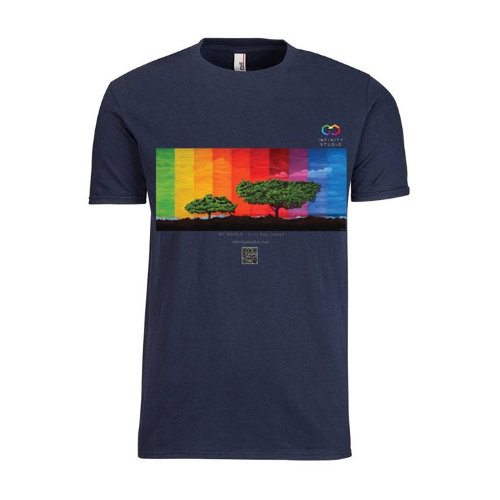 MY WORLD Art T Shirt Men Navy Blue