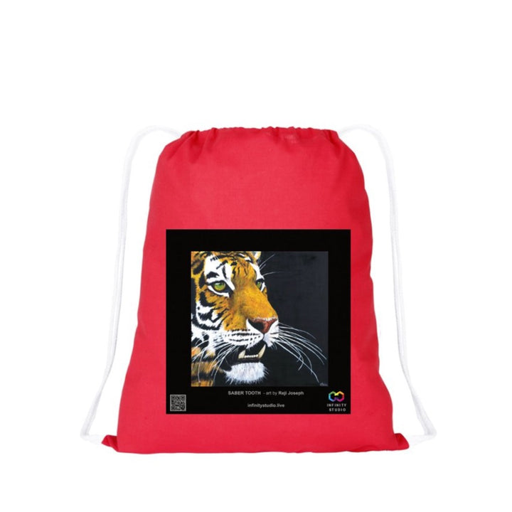 SABER TOOTH Art Drawstring Red