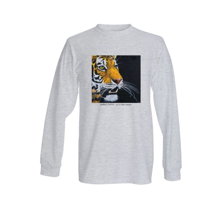 SABER TOOTH Art T Shirt Men Grey Long