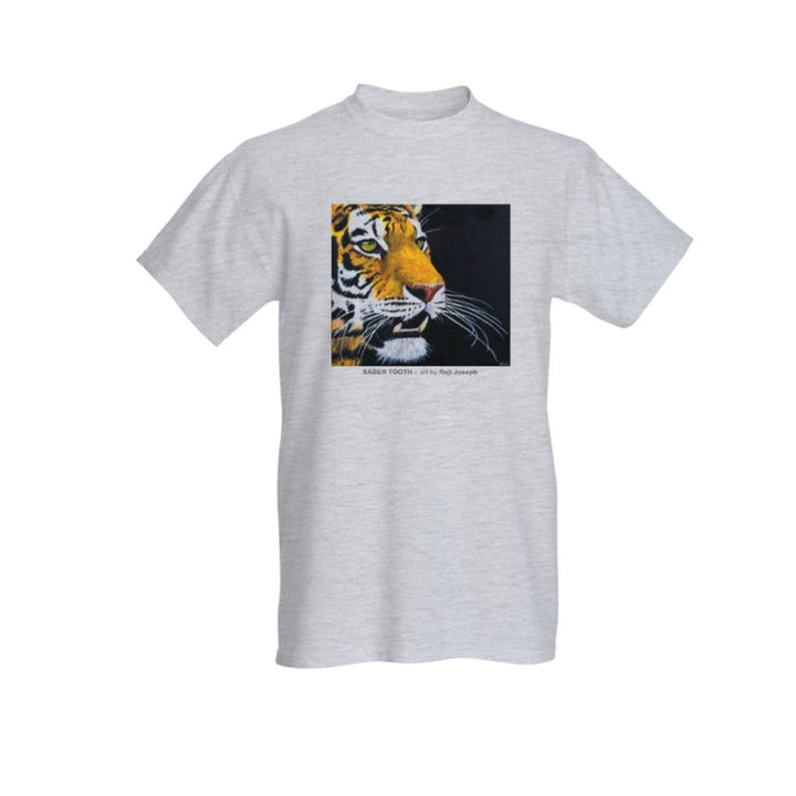 SABER TOOTH Art T Shirt Men Grey