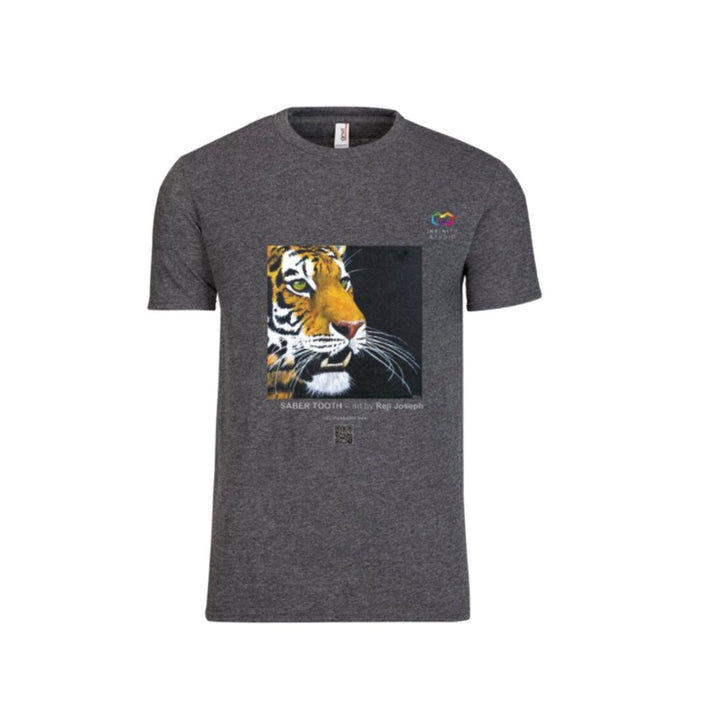 SABER TOOTH Art T Shirt Men Heather Grey