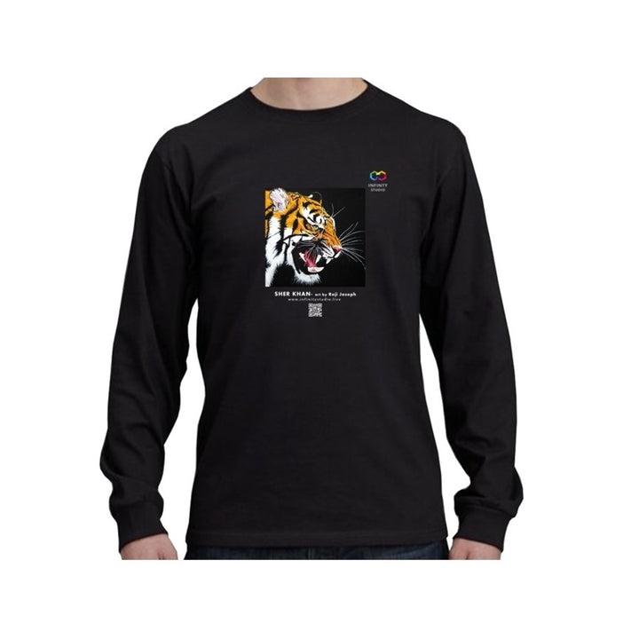 SHERE KHAN Art T Shirt Men Black Long