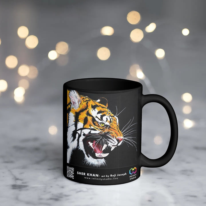 SHERE KHAN Art Coffee Mug Black