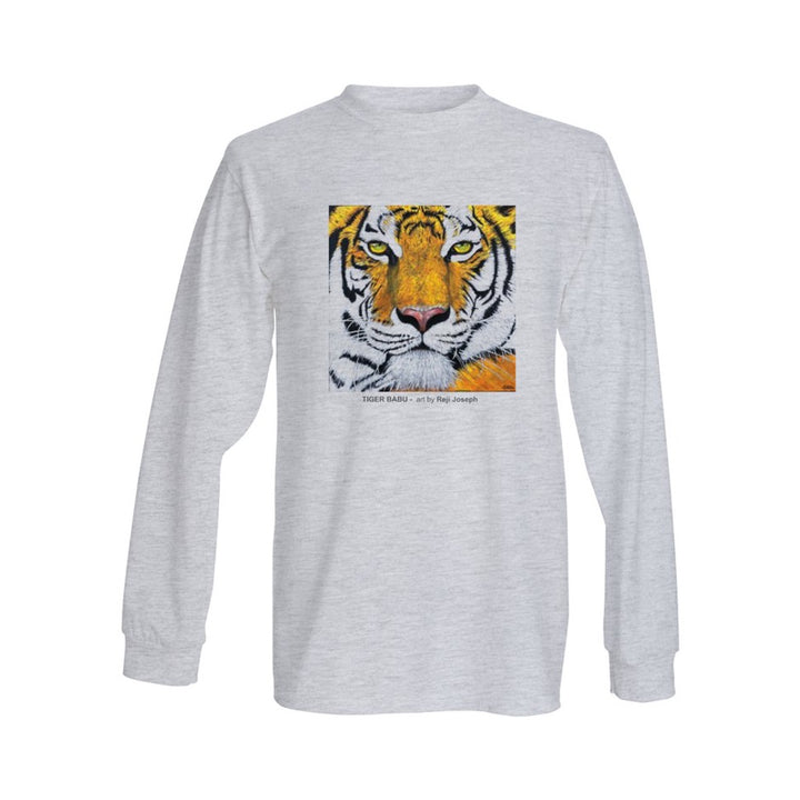 TIGER BABU Art T Shirt Men Grey Long